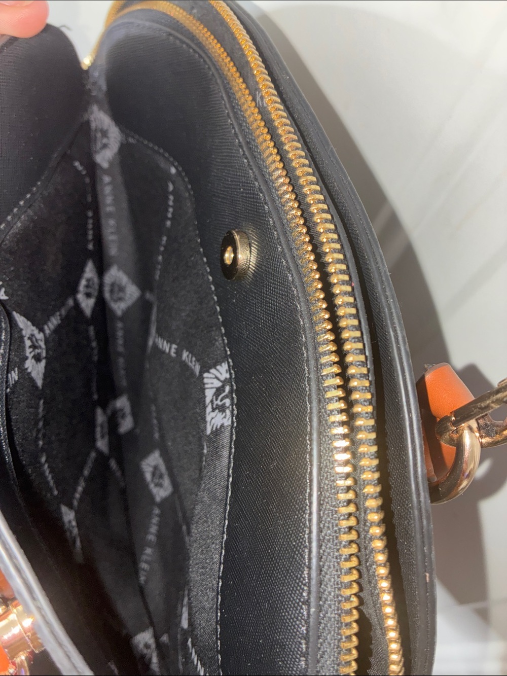 Anne Klein Black and Brown Two-Tone Dome Satchel - Picture 7 of 8